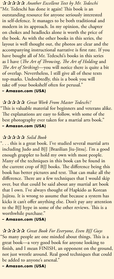 Reviews of Marc Tedeschi's book 'The Art of Ground Fighting: Principles and Techniques'