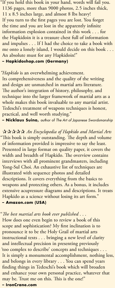 Reviews of Marc Tedeschi's book 'Hapkido: Traditions, Philosophy, Technique'